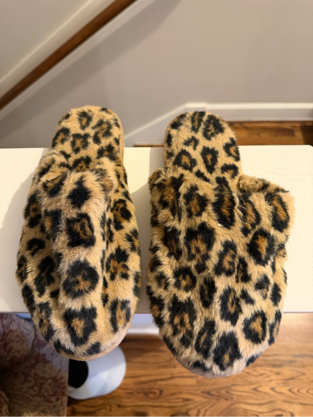 J. Crew Leopard Faux-Fur Slide Slippers in Tan and Black